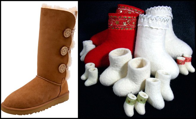 รองเท้าบูทสักหลาดรัสเซียและรองเท้าบูท ugg ของออสเตรเลีย