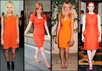 Orange dresses and matching makeup