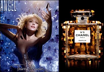 Perfume fragrances from Chanel and Thierry Mugler