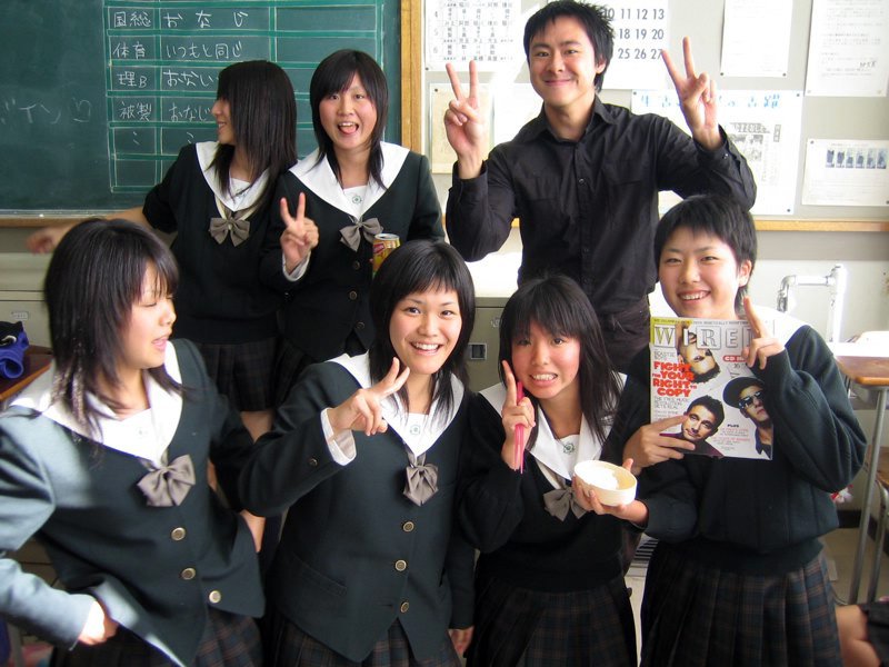 Japanese girls, photo at school