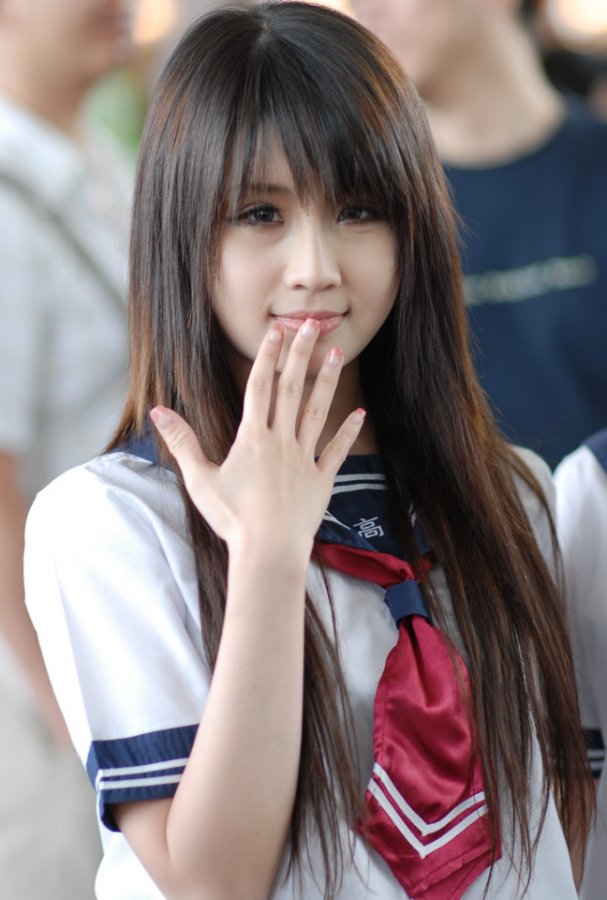 Beautiful Japanese schoolgirl in uniform