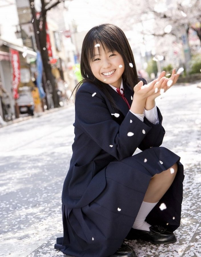 Beautiful Japanese schoolgirl in uniform