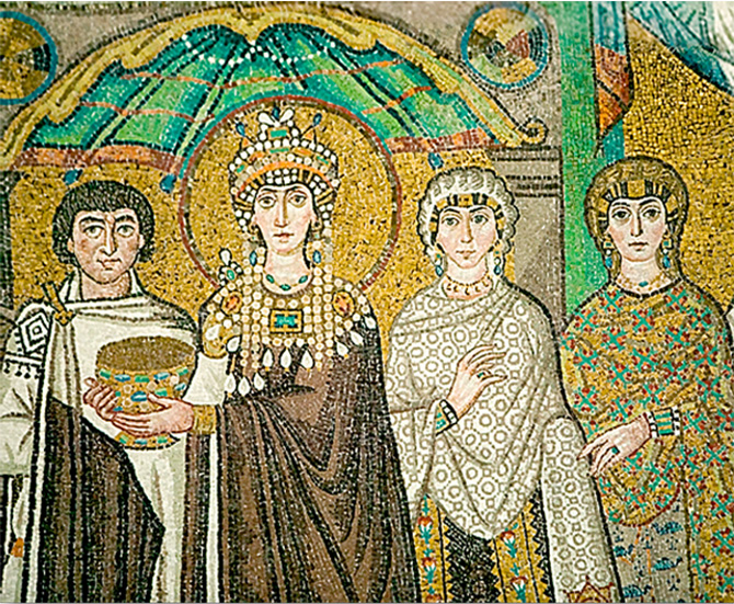 Byzantium hairstyles on frescoes