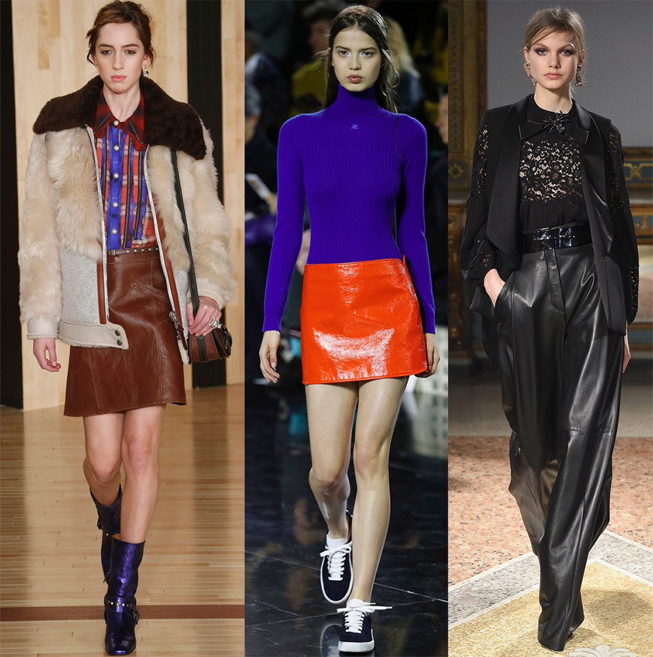 Leather skirts and trousers