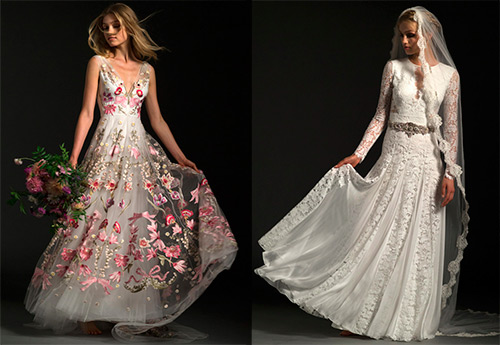 Romantic wedding dresses with flowers from Temperley London