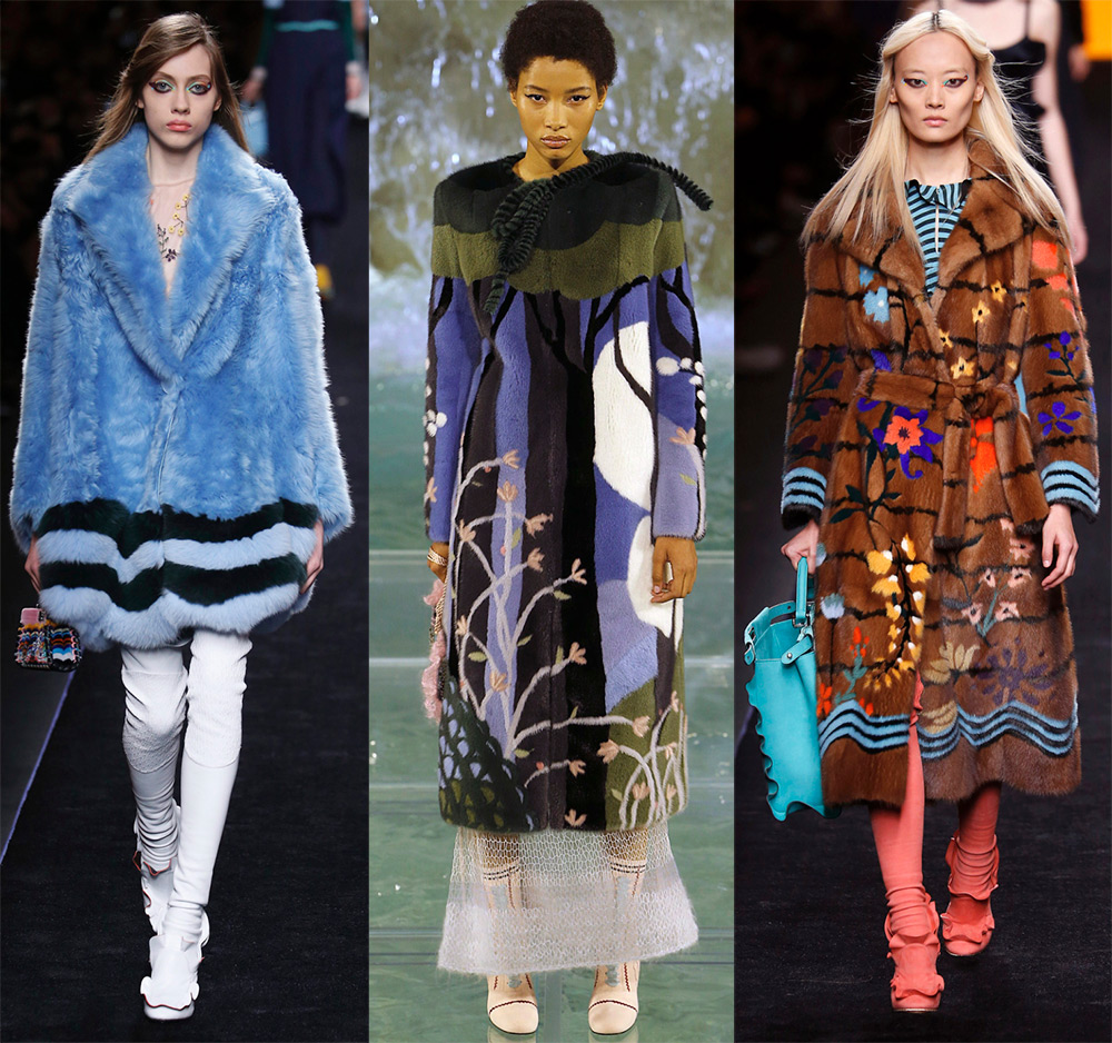 Fendi colorful fur coats