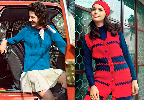 Vintage knits - sweaters and vests in pictures