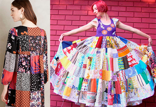 Bright colored dresses with patchwork print