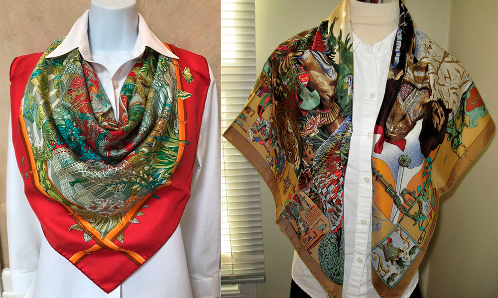 Hermes silk scarves