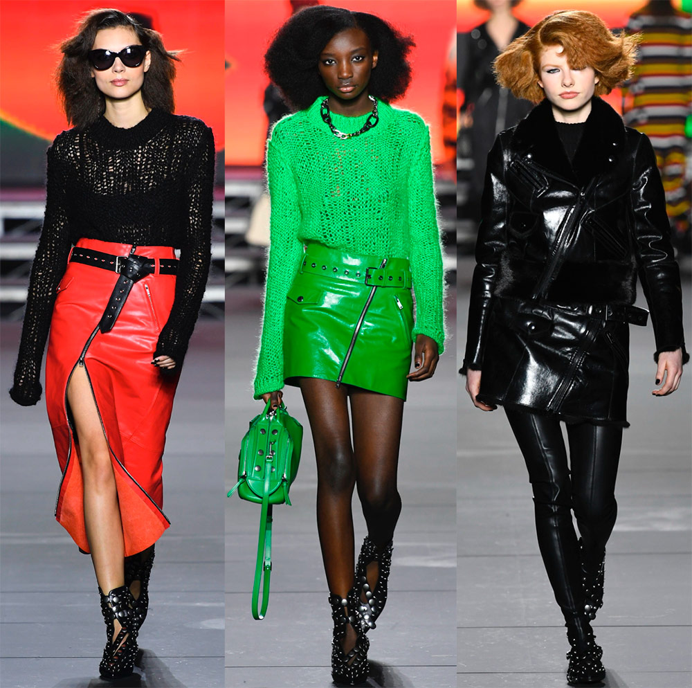 Bright leather skirts