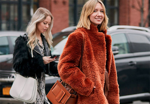 Fur coats and fur coats of guests of New York Fashion Week