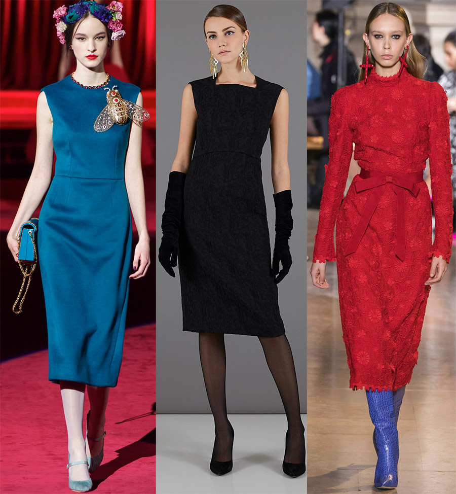 Closed dresses in the style of minimalism