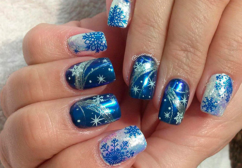 Snow manicure for short and long nails