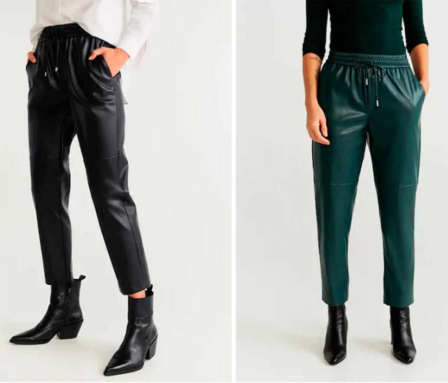 Fashionable eco-leather trousers