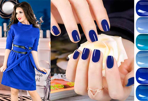 Manicure under a blue dress: all the secrets and rules