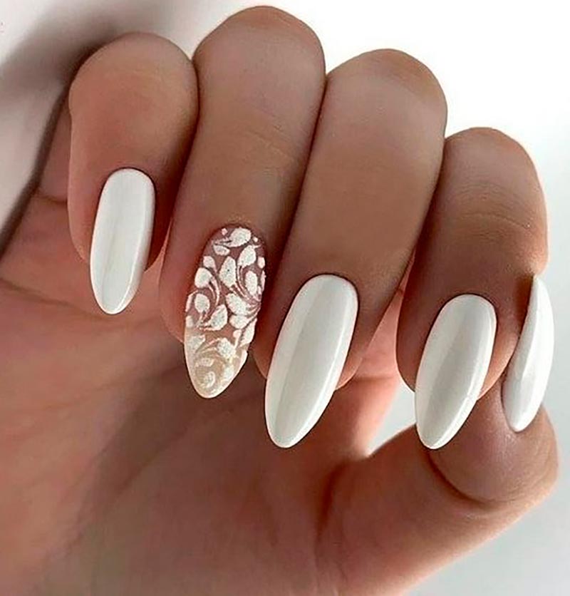 Pure white bride manicure