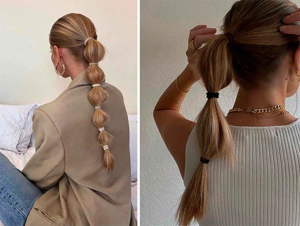 Ponytail with elastic bands along the length