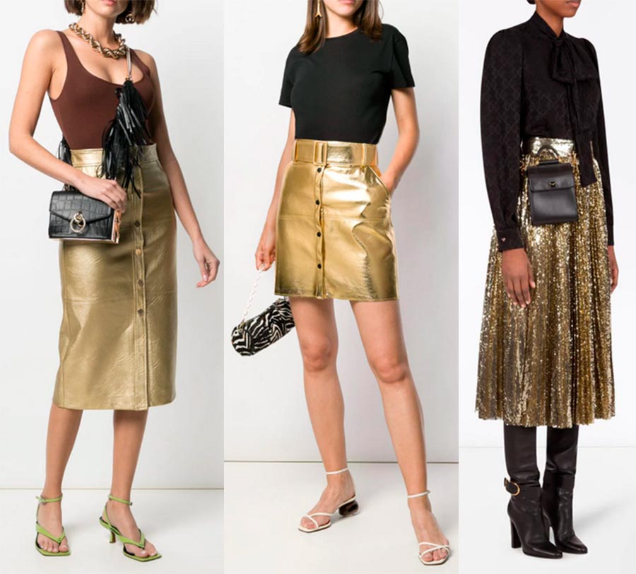 Fashionable gold skirts