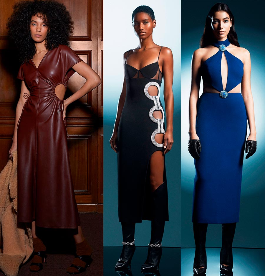 Dresses with cutouts and slits